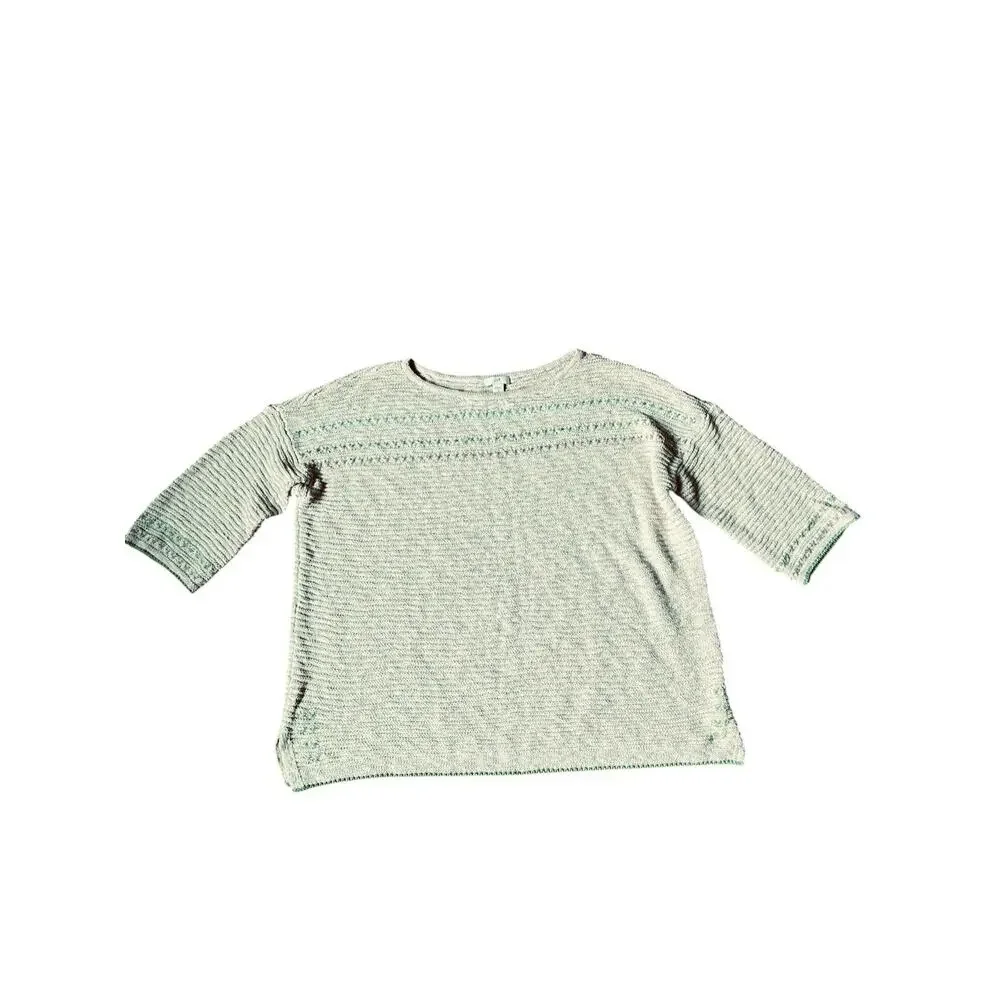 J.Jill Women’s Light & Airy Textured Boatneck Beige 3/4 Sleeves Sweater Sz. MP